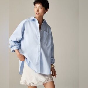 NWT J Crew Étienne Oversized Shirt in Lightweight Oxford Blue Eoe XXS $128 BY733